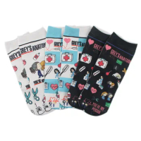 Creative doctors, nurses, printed cotton socks, fashion, leisure, breathable, soft, funny, novel, low-barrel happy socks