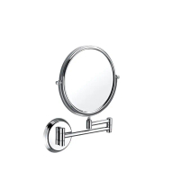 【F9680】不鏽鋼雙面化妝鏡（亮銀）(雙面鏡.化妝鏡.美妝.梳妝.可折疊伸縮.浴室.臥室.化妝間.飯店民宿)