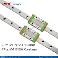 MGN12 350mm 2Pcs 13.78 in Miniature Linear Rail 2Pcs MGN12H Carriage Block for 3D Printer CNC Machine CNC Parts