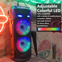30W High Power Stereo Portable Bluetooth Speakers Wireless Cylindrical Subwoofer Bass Party Speaker with Microphone Home Karaoke