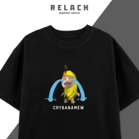 Áo Thun Meme Mèo Khóc, Banana Cat– Áo Phông In Hình Meme Hài, Mèo Biểu Cảm, Form Rộng Unisex Tay Lỡ 