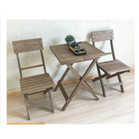 實木可折疊桌靠背椅組合（咖啡色55*55方桌+2張折疊靠背椅）