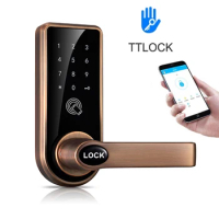 Wooden Door Lock Handle Electronic Lock Key Digital Lock Smart Home Optional Bluetooth Door Lock TTLOCK IC Card Hotel Wifi Lock