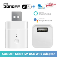 SONOFF Micro 5V USB Adaptor Switch 5V Wifi USB Power Mini Adaptor Smart Home Switch via eWeLink APP Google Home Alexa