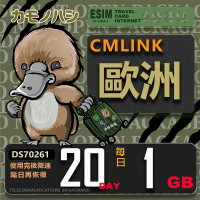 【鴨嘴獸 旅遊網卡】CMLink 歐洲20日1GB 輕量型 吃到飽 黑山(歐洲多國共用網卡 波士尼亞4國)