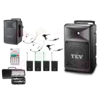 【TEV】TA-5010 配2頭戴+2領夾 式無線麥克風(10吋 300W移動式無線擴音喇叭 藍芽5.0/USB/SD)