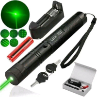 Green Laser Pointer 303 5000MW Warna Hijau Jarak Jauh Baterai Cas Free Charger dan Kunci Pengaman