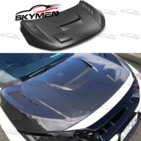 For Civic FK7 FK8 Type R JS Racing Style Hood Rain Guard Tuning Black Vehicle Parts Replacing Engine Bonnet Cover Vent Hood