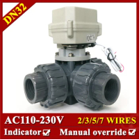 DN32 UPVC 3 Way Ture Union Electric Valve 1-1/4" Electric Automated Valve BSP NPT thread CE certified for Water Treatment