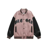 vintage春秋情侶外套棒球服外套潮牌復古美式拼接寬鬆
