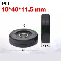 1pcs 10*40*11.5mm PU soft rubber wheel, M8x40x11.5mm, 6000RS bearing pulley, silent roller guide wheel, Hardness 95A
