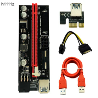 009S PCIE RISER 6PIN 16X Adapter with 2 LEDs Express Card Sata Power Cable and 60cm USB 3.0 Cable for BTC Miner Antminer Mining