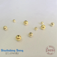 " Fake One Penalty Ten " 4/5/6MM 5G/Lot 18k Gold Plated Real 92.5% Sterling Silver Beads Jewelry Findings &amp; Accessory
