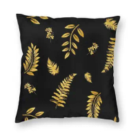 Personalized Black Gold Fern Leafs Pattern Pillow Cover Home Decorative 3D Double-sided Printed Cushion Cover for Living Room