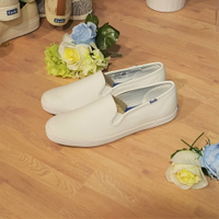 Keds 白色 懶人鞋 小白鞋 皮革 荔枝紋 全白 薄底 基本款 經典款 鬆緊帶 套腳 方便 防潑水 WH48600