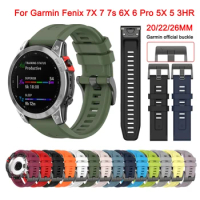 QuickFit 20 22 26mm Silicone Strap for Garmin fenix 7X 7 7S 6X 6 Pro 6S 5 5X Plus Smart watch Band Bracelet for fenix 7 6 Correa