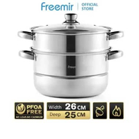 freemir Kukus dan Wajan Panci Rebus Panci Steamer Panci Kukusan Stainless Steel 2 Tingkat