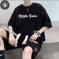WareVisible Setelan Kaos + Celana Pendek HOPE SUN Outfit Pria Oversize Korean Style ORIGINAL Distro