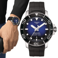 【TISSOT 天梭 官方授權】SEASTAR1000海星系列 潛水機械腕錶 禮物推薦 畢業禮物(T1204071704100)