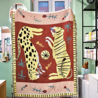 Decoration panther Casual pink Blankets Carpet Sofa Leisure Original Single Tapestry Mat
