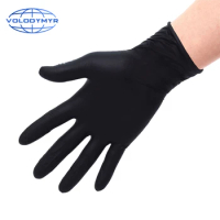 Volodymyr Nitrile Gloves Black 100pcs/lot Waterproof Mechanic Nitrile Gloves Food Grade Disposable Allergy Free Safety for Work