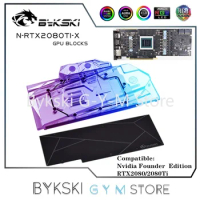 Bykski GPU Water Block For NVIDIA RTX 2080/2080ti/TITAN Founders Edition, Full Cover Water Cooled Ra