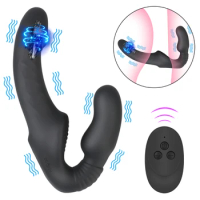 Wireless 10 Speeds Dildo Vibrator Strap-on Dildo G Spot Dual Penis Head Sex Toys for Lesbian Female Masturbation
