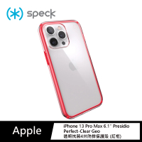 Speck iPhone 13 Pro Max 6.7” Presidio Perfect-Clear Geo 透明抗菌4米防摔保護殼 紅框(iPhone保護殼)