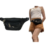 【COUGAR】腰包專小容量(主袋+外袋共四層隨身物品防竊盜100%進口牛皮)