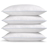 4-Pack Premium Bed Pillows - Medium Density and Medium Loft Ideal for Back and Side Sleepers - 100% Cotton Casing - 20"X28"