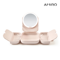 AMIRO Cube S 行動LED磁吸美妝鏡折疊收納化妝箱(化妝鏡 化妝包 新秘 彩妝師 旅行化妝鏡 包包鏡 情人節)