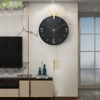 鹿頭掛鐘家用客廳現代簡約掛墻鐘表北歐時尚創意掛式大氣網紅時鐘