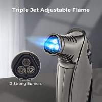 JOBON Windproof Triple Flame Torch Lighter Kitchen Cigarette Lighter High Temperature Metal Outdoor BBQ Cigar Lighters