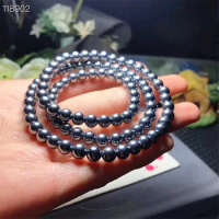 6mm Natural Terahertz Bracelet For Women Men Healing Gift Crystal Stone Three Laps Beads Energy Gemstone Strands Jewelry AAAAA