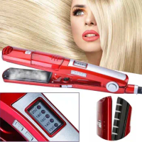 Steam Hair Straightener Ceramic Vapor Infrared Heating Flat Iron Curler Pod Hair Straightening Iron LCD Display Hair Styler Too