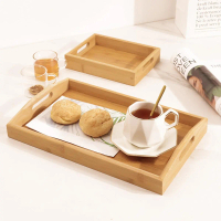 Khay phục vụ tre có tay cầm, khay gỗ dùng cho bữa sáng, thức ăn, đồ ăn vặt và bữa tối; lưu trữ trang