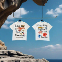 T8 [HOT] [COD]เสื้อยืดoversize SUMMER TEE  ผ้าฟอกเนื้อนุ่ม สกรีนจมลงเนื้อผ้า+ ไมโครพิมพ์ ลาย เสื้อลา