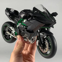Mô hình xe máy Kawasaki H2R Ninja bằng hợp kim đúc, sơn phun, tỷ lệ 1:9, có âm thanh và đèn; xe địa 