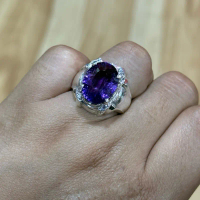 AMETHYST 9CT - BODY SILVER 980 - SIZE 19