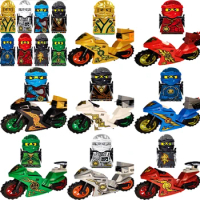 Heroes Ninja With Motorcycle Cole Kai Jay Lloyd Nya zane Golden Model Blocks Figure Building Bricks Action Toys For Children
