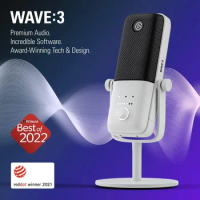Elgato Wave:3 - Premium Studio Quality USB Condenser Microphone for Streaming, Podcast, Gaming for Mac, PC-White、