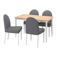 DANDERYD/DANDERYD 餐桌附4張餐椅, 實木貼皮, 橡木 白色/vissle 灰色