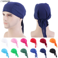 Women Casual Turban Long Tail Ties Bandanas Cap Men Doo Rag Durag Pirate Hat Hip Hop Headband Biker HeadScarf Adult Accessories