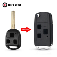 KEYYOU 3 Buttons Modified Flip Remote Car Key Shell For Lexus RX300 LS400 LS430 ES330 SC430 IS300 RX330 RX350 GS300 46mm Blade