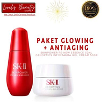 SKII Paket Skinpower Re-New Essence + Genoptics Infinitaura Gel Cream (Serum +Pelembab Siang Malam)