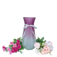 【綠色職人】ins霧面玻璃漸層色花器 漸層紫(花瓶 漸層)