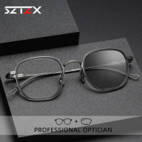SZTZX Luxury Myopia Photochromic Glasses Anti Blue Ray Reading Glasses for Men Hyperopia Optical customized prescription Frame