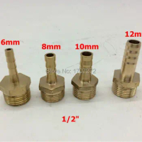 free shipping copper fitting 6mm/ 8mm/10mm/12mm Hose Barb x 1/2" inch male BSP Brass Barbed Fitting Coupler Connector Adapter