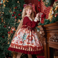 圣誕小熊 lolita正版裙op原創甜系可愛高腰圣誕洛麗塔洋裝公主裙
