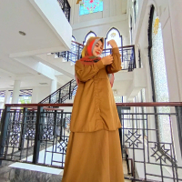 Seragam  gamis wanita  ,model gamis semi rok /  PNS /PEMDA /PDH .matrial khaki tua,,
